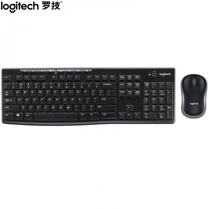 罗技(Logitech)MK270 无线键鼠套装 游戏办公键鼠套装 全尺寸 带无线2.4G接收器 黑色