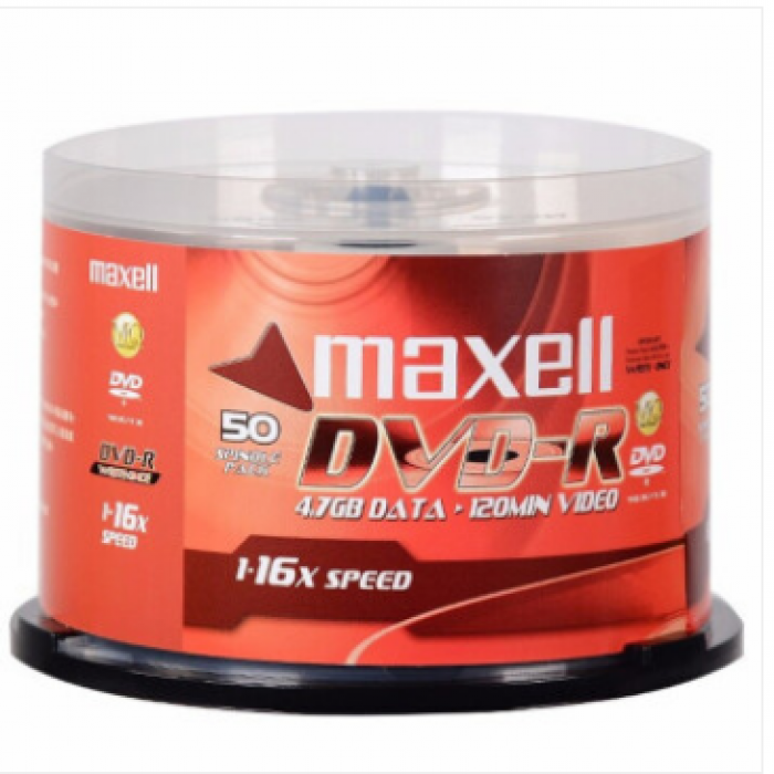 麦克赛尔（maxell）DVD-R光盘 刻录光盘 光碟 空白光盘 16速4.7G台产 商务金盘桶装50片 单位：筒